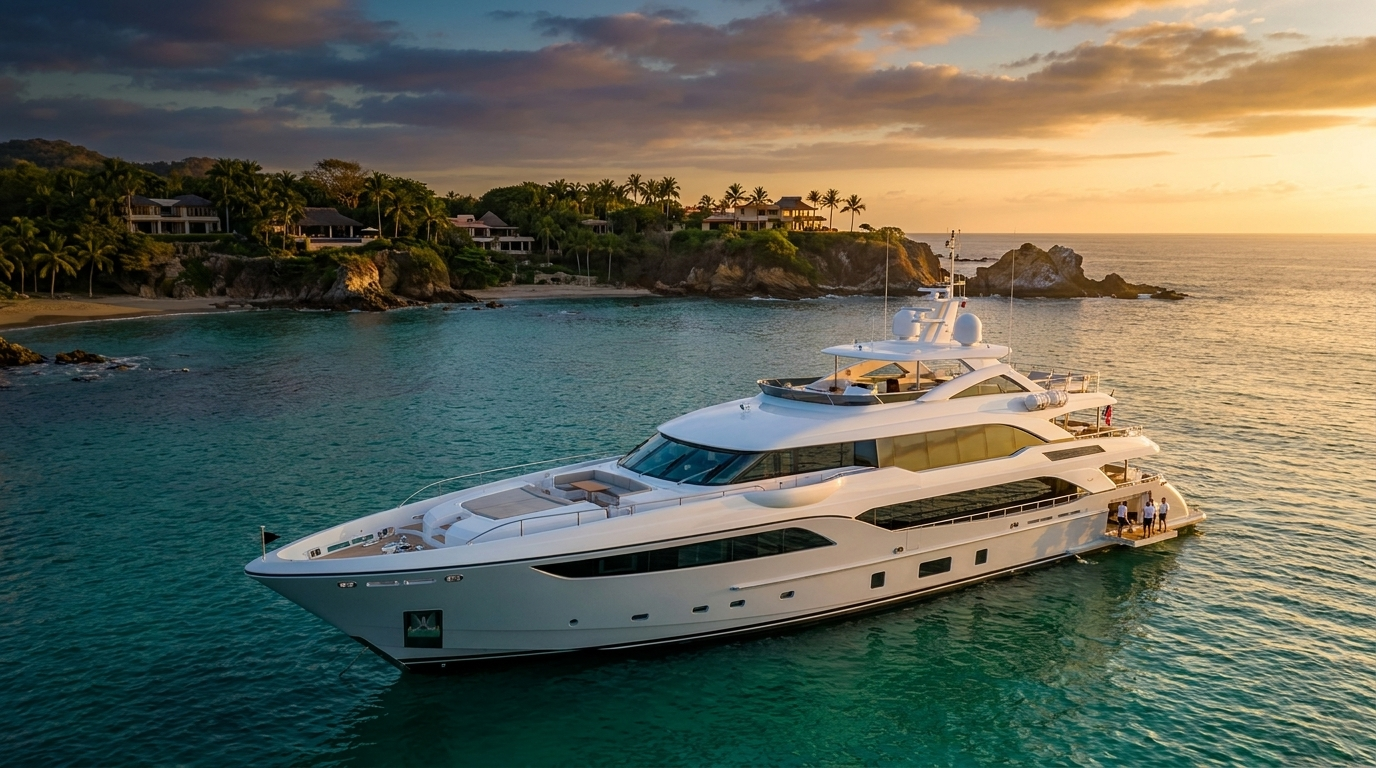 A private yacht anchored off Punta Mita with BYRBO yacht charters